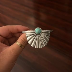 Silver Lucky Brand Cuff with Turquoise Detail